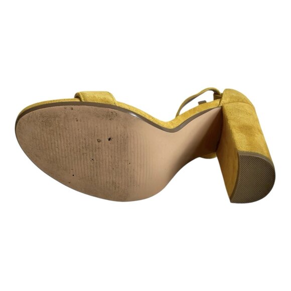 Steve Madden Carrson Yellow Suede Block Heel Sandals Womens 7.5M Excellent - Picture 9 of 9